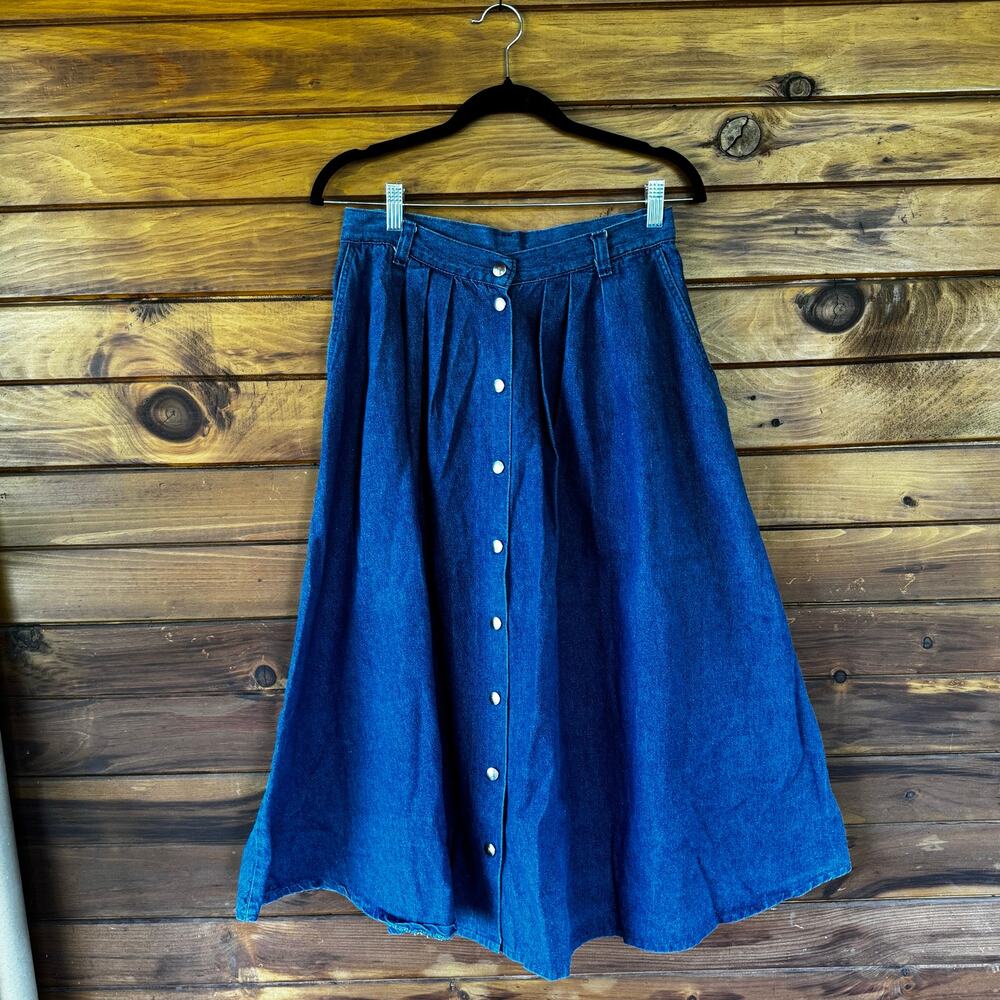 VINTAGE | VENEZIA Western Button Front Denim Full Skirt Size Small